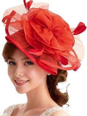 Derby Fascinators Hat Tea Party Wedding Cocktail Party Red New